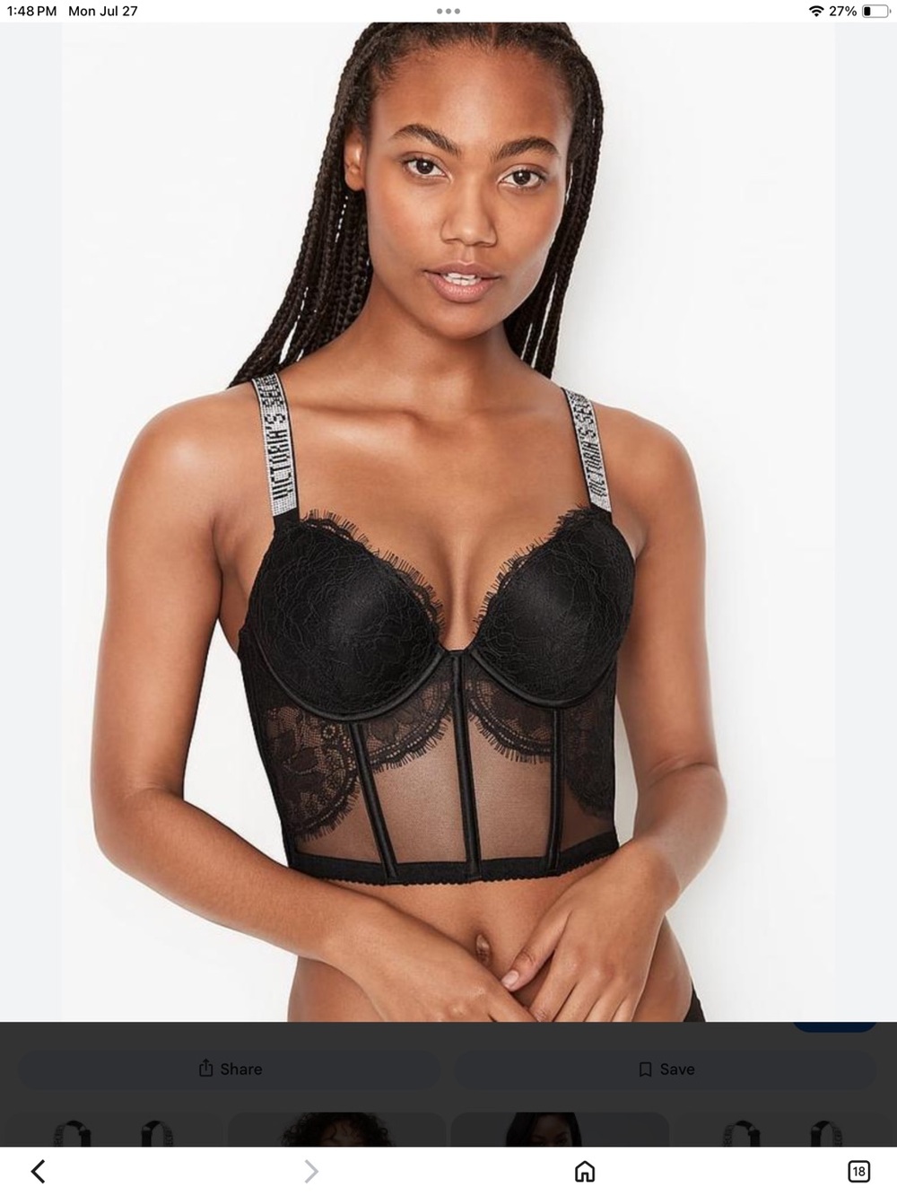 Victoria's Secret Black bedazzled push up corset bra